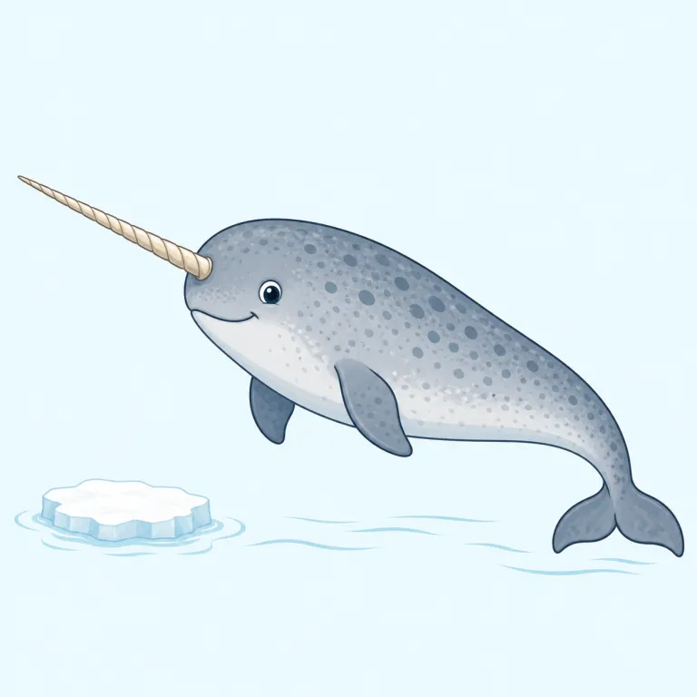 narwhal（イッカク・名詞）の覚え方イラスト — まず `whale` を含むので「クジラの一種」と大枠で捉えるのが近道です