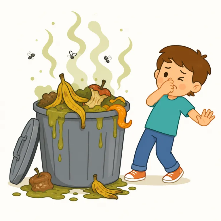 nasty（不快な、嫌な、ひどい・形容詞）の覚え方イラスト — このエントリの nasty は、人の性格の「意地悪な」ではなく、におい・光景・病気・出来事などが強く不快で厄介だという意味です