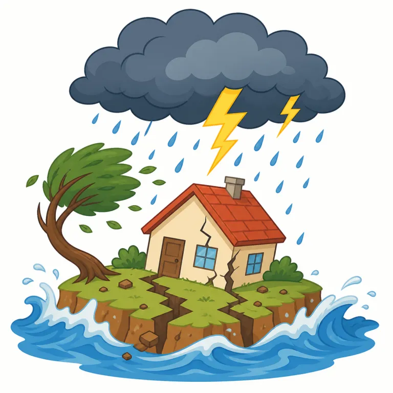 natural disaster（自然災害・名詞）の覚え方イラスト — natural はまず「自然な」