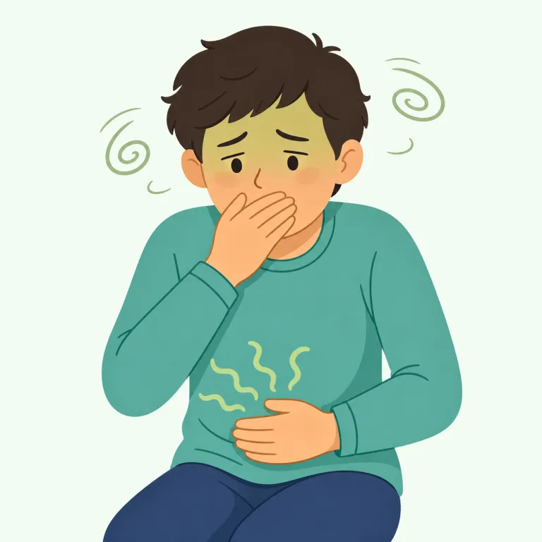 nausea（吐き気・名詞）の覚え方イラスト — まず形で覚えると定着しやすい語です