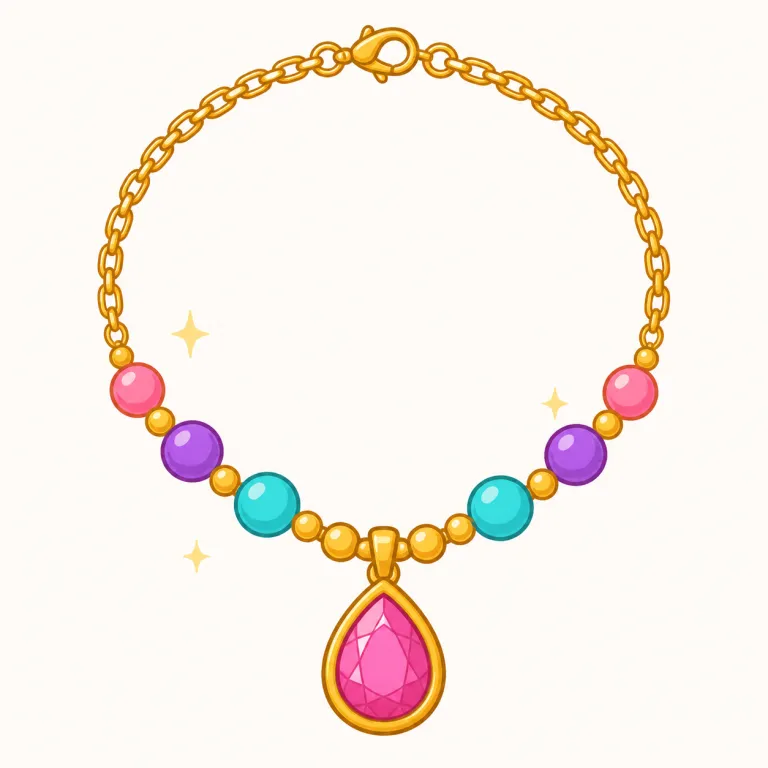 necklace（ネックレス・名詞）の覚え方イラスト — neck が見えたらまず「首まわりの物」を連想