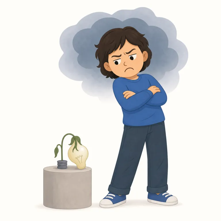 negatively（否定的に・副詞）の覚え方イラスト — この項目の negatively は、基本義の「悪く」とは別に、考え方・反応・発言が「否定的に、好意的でなく」という意味で覚えます