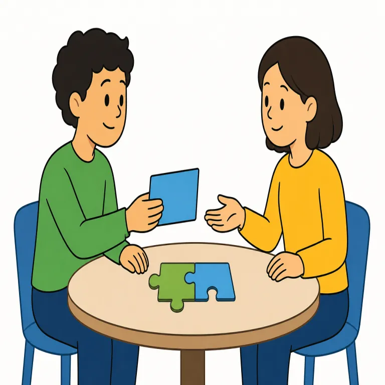 negotiate（交渉する・動詞）の覚え方イラスト — このエントリは negotiate の「取り決める」という結果寄りの意味とは別に、相手と条件をすり合わせる過程としての「交渉する」を覚えるためのもの