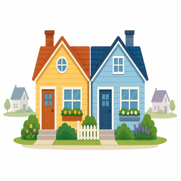 neighbouring（隣の・形容詞）の覚え方イラスト — neighbour を知っていれば、そのまま「隣人・近所の人」に由来する形容詞だと押さえると覚えやすいです