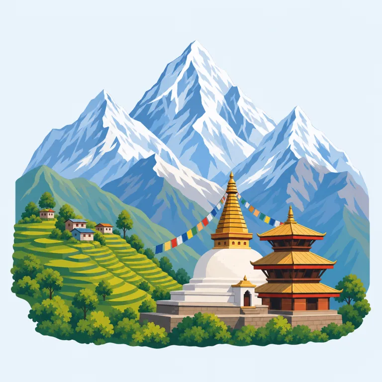 nepal（ネパール）の覚え方イラスト — 日本語の「ネパール」と発音がほぼ同じため、日本語話者にとっては暗記負担が極めて少ない固有名詞です