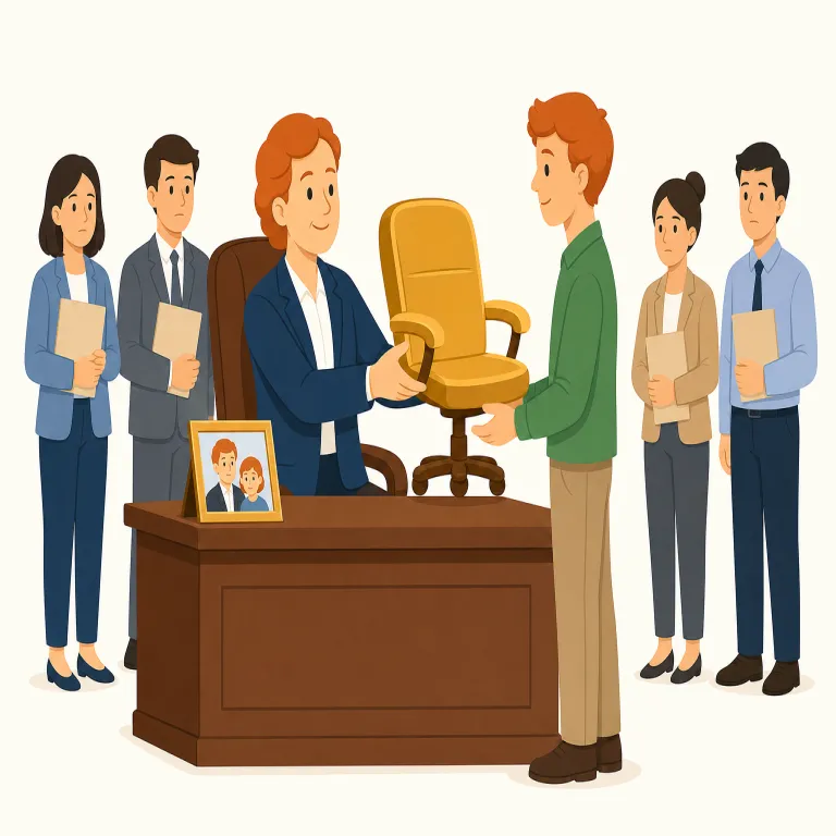 nepotism（縁故主義・名詞）の覚え方イラスト — まず family favoritism の一種だと押さえると覚えやすい語です