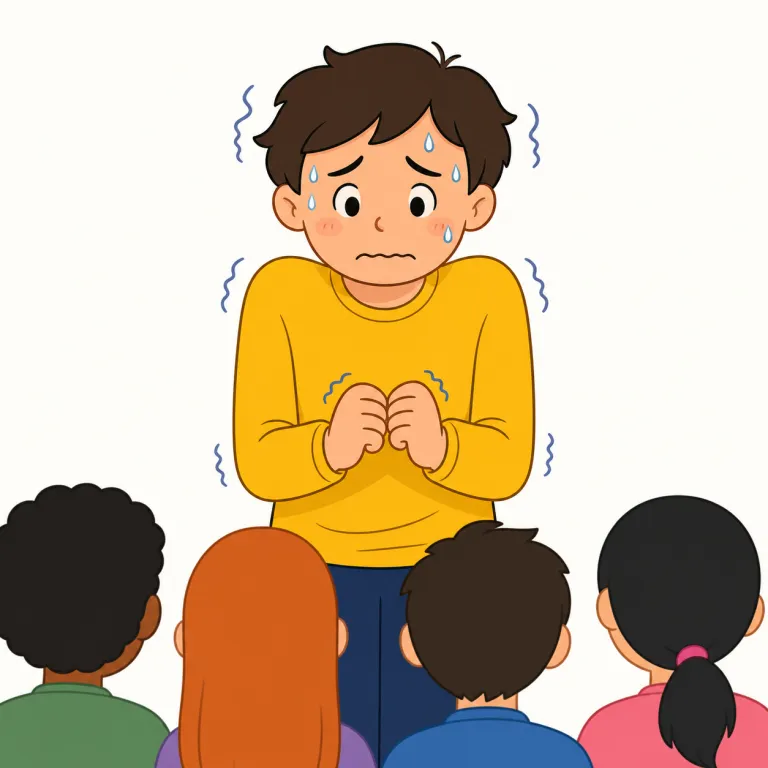 nervous（緊張した、不安な・形容詞）の覚え方イラスト — nervous は nerve を知っていると覚えやすい