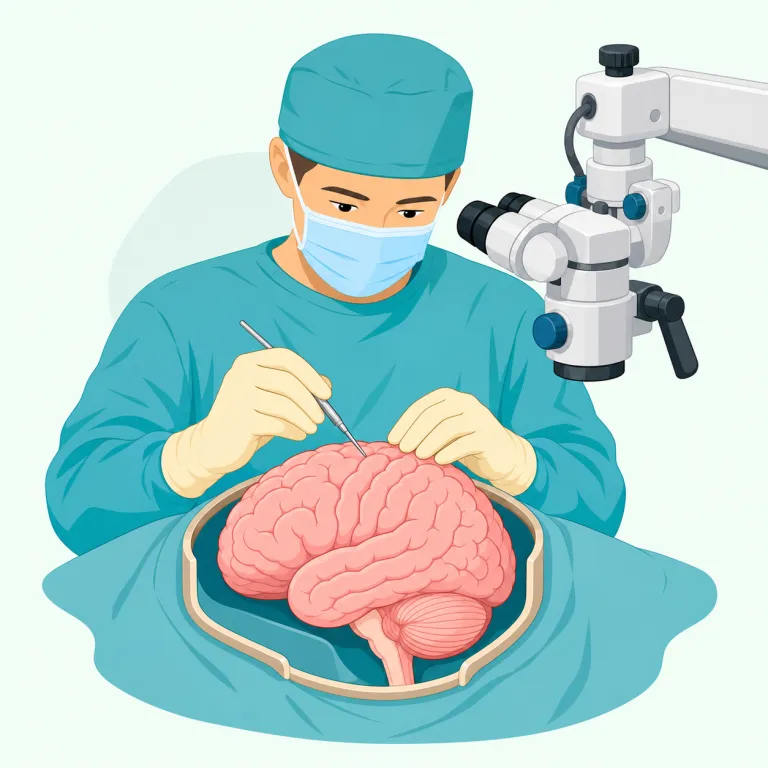 neurosurgical（脳神経外科の・形容詞）の覚え方イラスト — neuro- は neurology, neuroscience, neurotransmitter などで何度も出る「神経」の目印