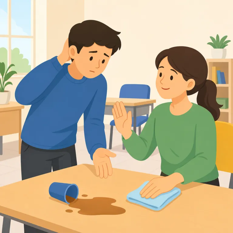 no problem（大丈夫です・イディオム）の覚え方イラスト — この「大丈夫です」は、相手の依頼や確認に対して「問題なくできます」「それで支障ありません」と答える用法として覚えます