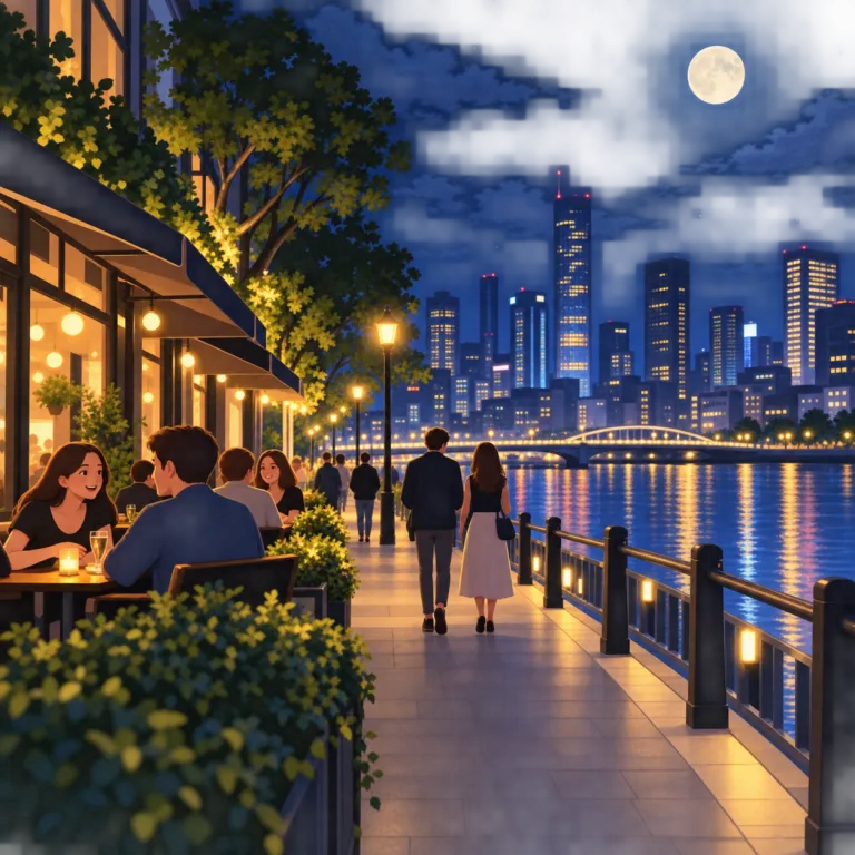 nocturnal（夜の、夜間の・adjective）の覚え方イラスト