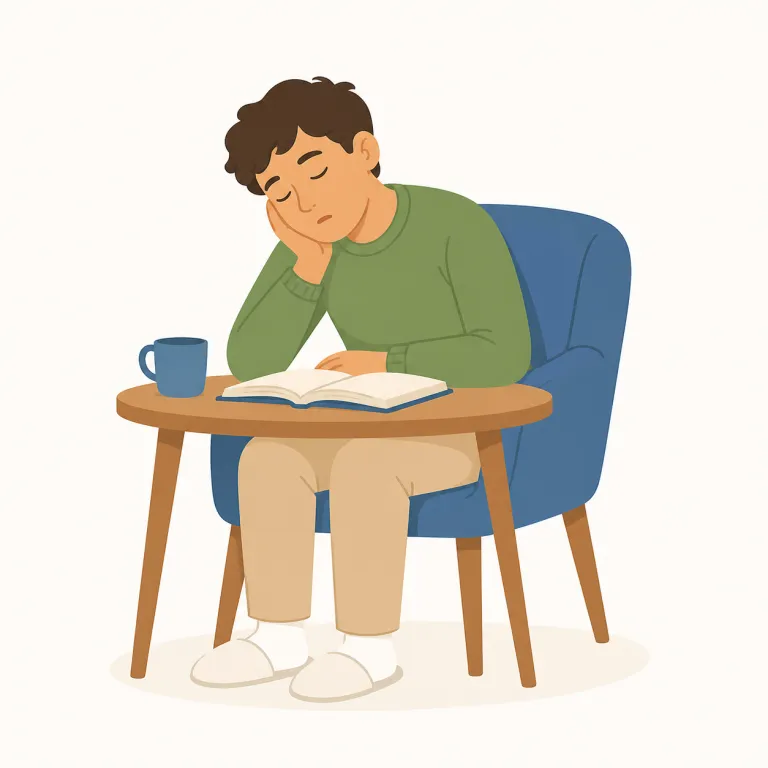 nod off（うたた寝する、うとうとする・句動詞）の覚え方イラスト — nod はまず「うなずく」を思い出すと定着しやすいです
