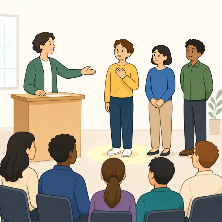 nominate（指名する・動詞）の覚え方イラスト — 日常の「選ぶ」ではなく、会議・選挙・賞で「候補として名前を出す」場面に結びつけると覚えやすい語