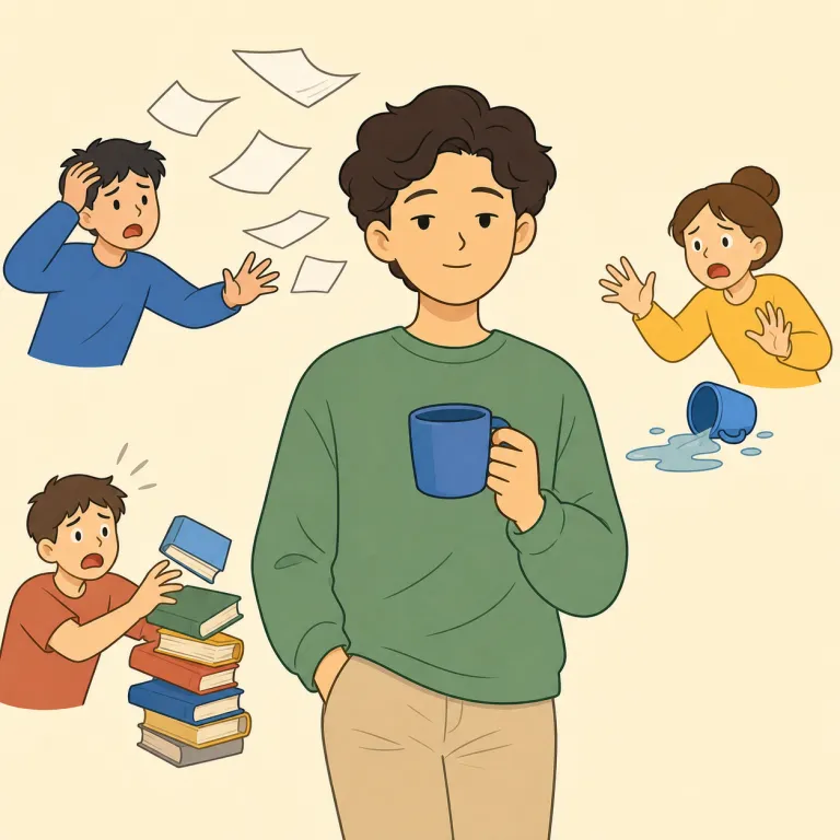 nonchalant（平然とした、無関心そうな・形容詞）の覚え方イラスト — まず non- を見て「〜でない」と反応できるようにする