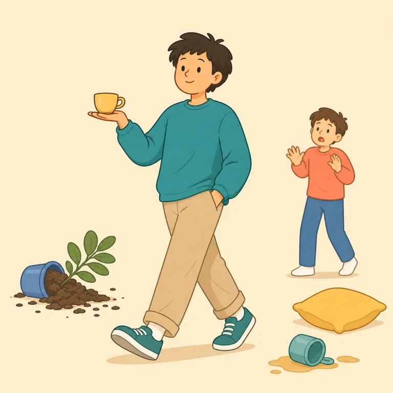 nonchalantly（無頓着に・副詞）の覚え方イラスト — nonchalantly は non- が付く語なので、「強く気にかけない」方向に意識を置くと覚えやすいです