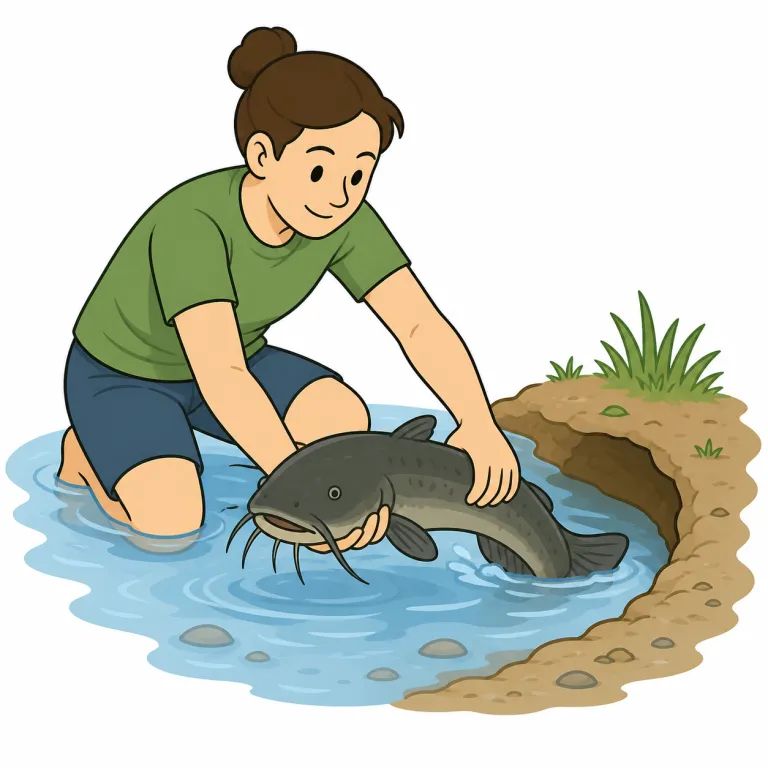 noodling（手づかみ漁・noun）の覚え方イラスト