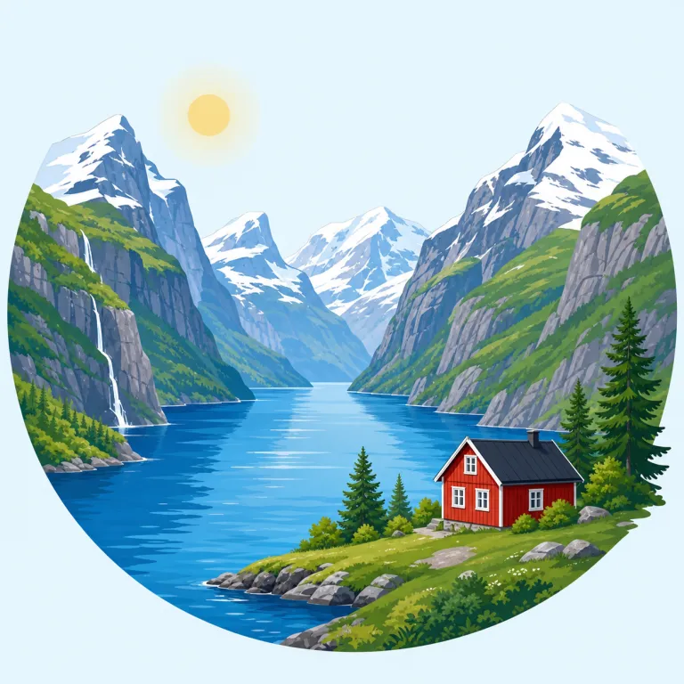 norway（ノルウェー）の覚え方イラスト — Norway は単独で「国名」、Norwegian は「ノルウェーの／ノルウェー人」、Nordic はもっと広い「北欧の」