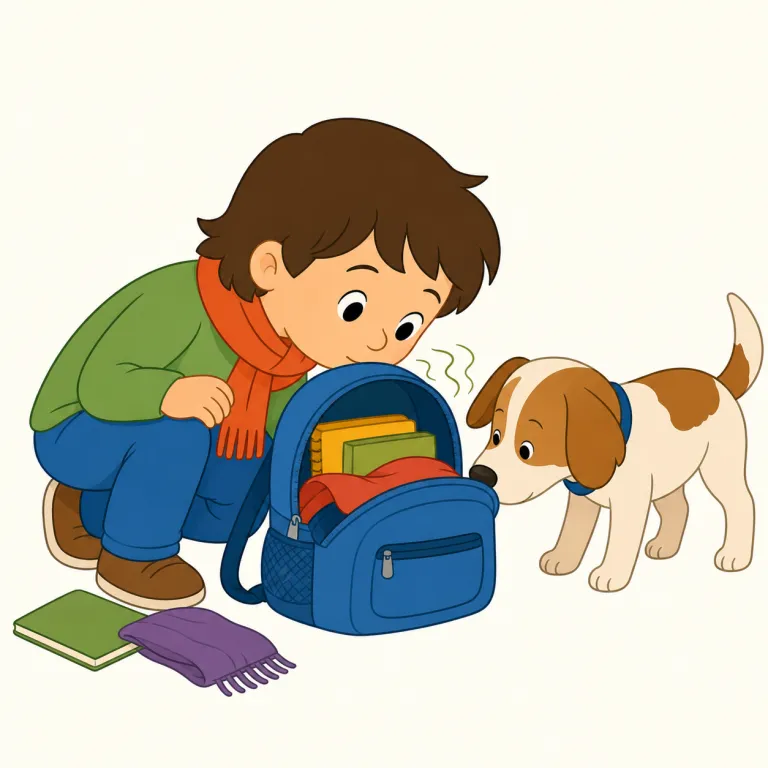 nose（嗅ぎまわる・動詞）の覚え方イラスト — nose は動詞になると、ただ smell するだけでなく、対象に近づいて探る動きが前面に出ます
