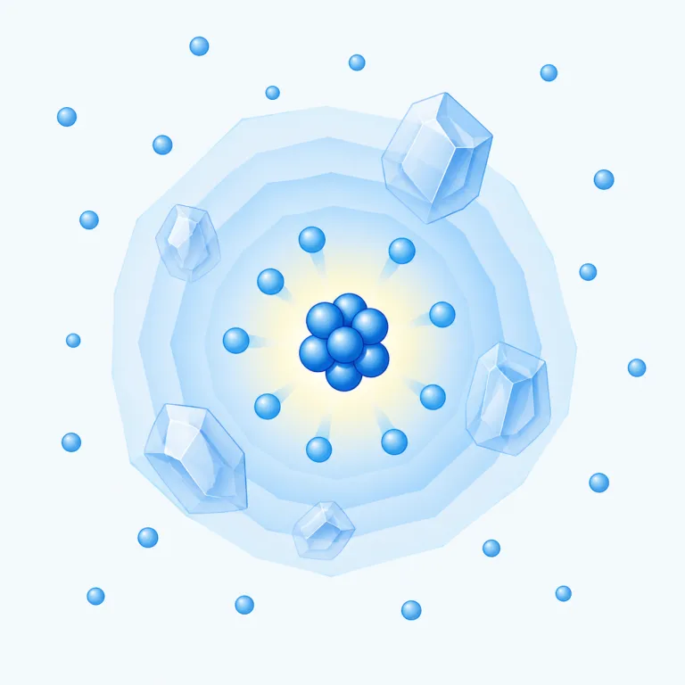 nucleation（核形成・名詞）の覚え方イラスト — nucleation は nucleus を知っていると覚えやすい語です
