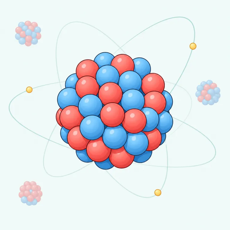 nuclide（核種・名詞）の覚え方イラスト — nuclear（核の）や nucleus（核）を知っていれば、その仲間の専門語だと押さえると覚えやすいです