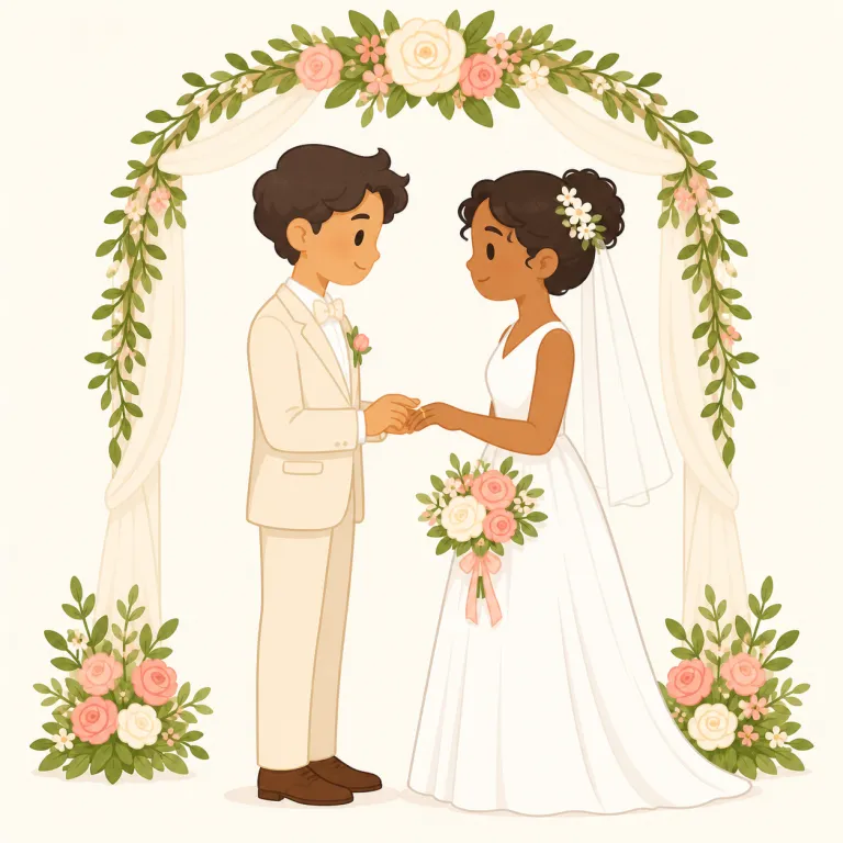 nuptial（結婚の、婚礼の・形容詞）の覚え方イラスト — wedding よりかなり硬く、ニュース・小説・式の説明文で見る「婚礼用語」だと覚えると残りやすい