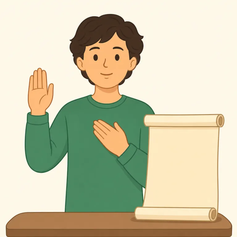 oath（誓い・名詞）の覚え方イラスト — まず swear（誓う）とセットで覚えると定着しやすい語です