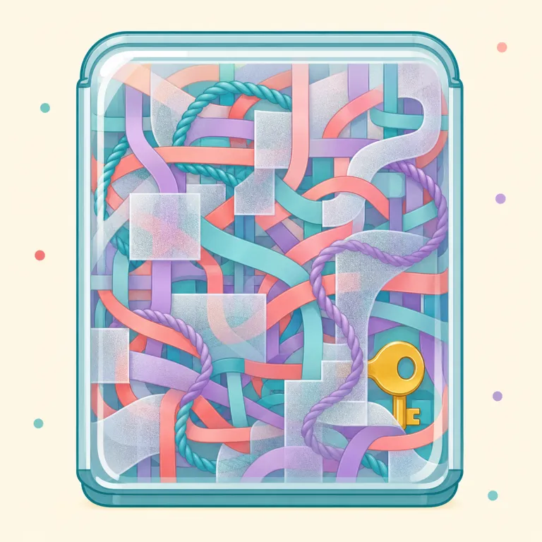 obfuscated（難読化された・形容詞）の覚え方イラスト — obfuscated は、まず obvious「明白な」と対比で置くと記憶しやすい