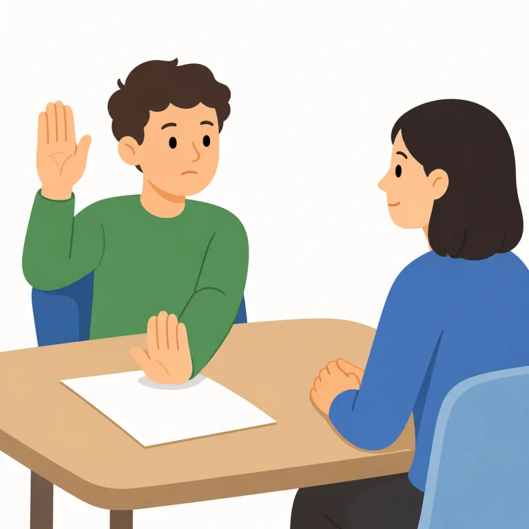 objection（異議・名詞）の覚え方イラスト — このエントリの `objection` は、一般的な「反対」という広い意味ではなく、会議・議論・法廷などで正式に述べる「異議」を指します