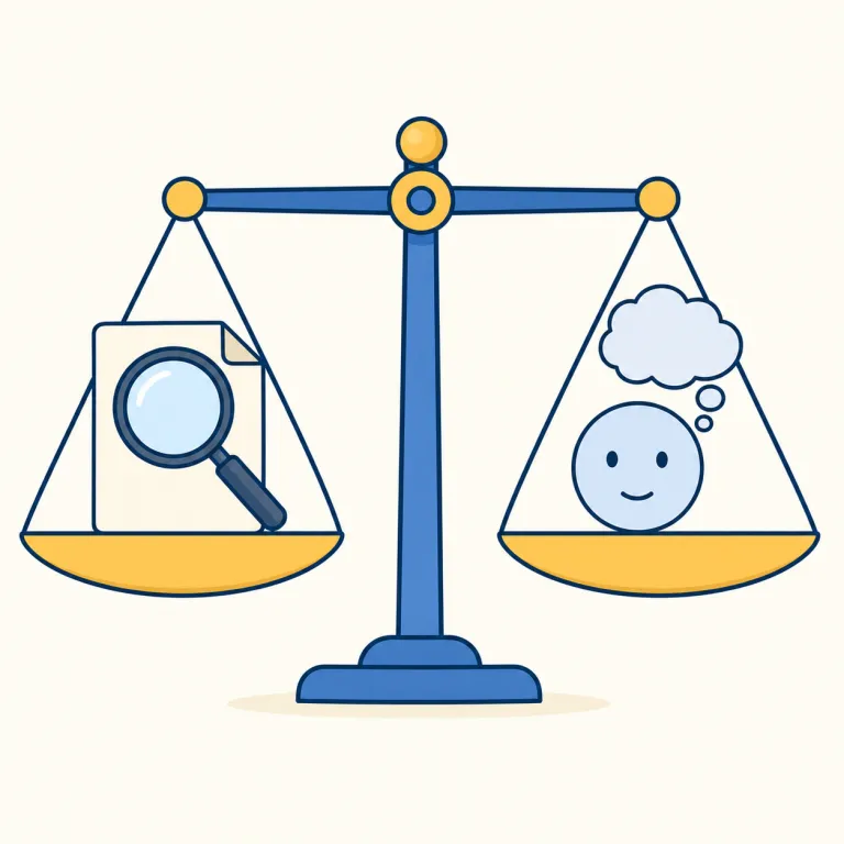 objective（客観的な・形容詞）の覚え方イラスト — objective は subjective「主観的な」の反対語として覚えるのが効果的です