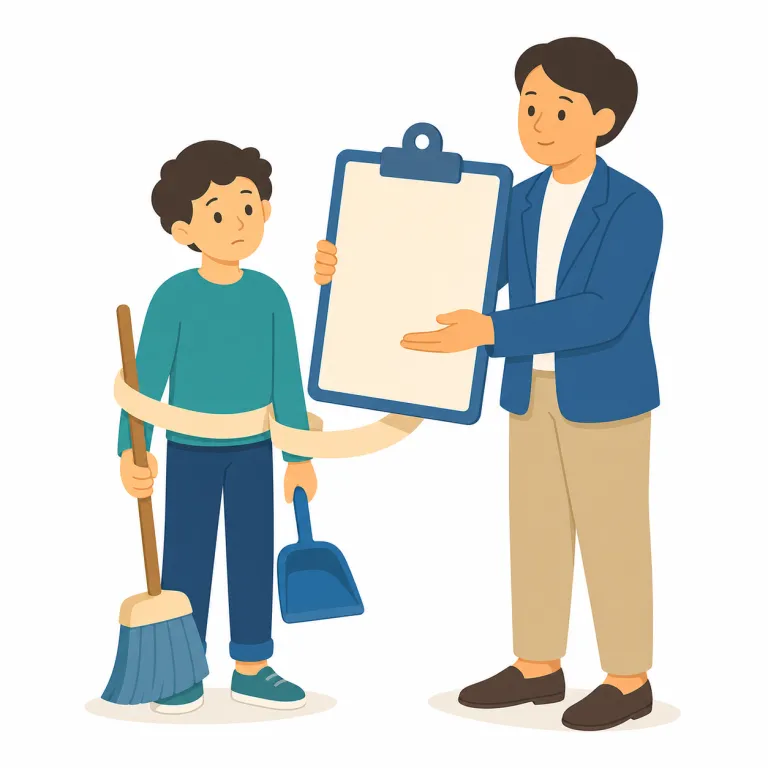oblige（義務づける・動詞）の覚え方イラスト — oblige は obligation（義務）と結びつけると覚えやすい語です