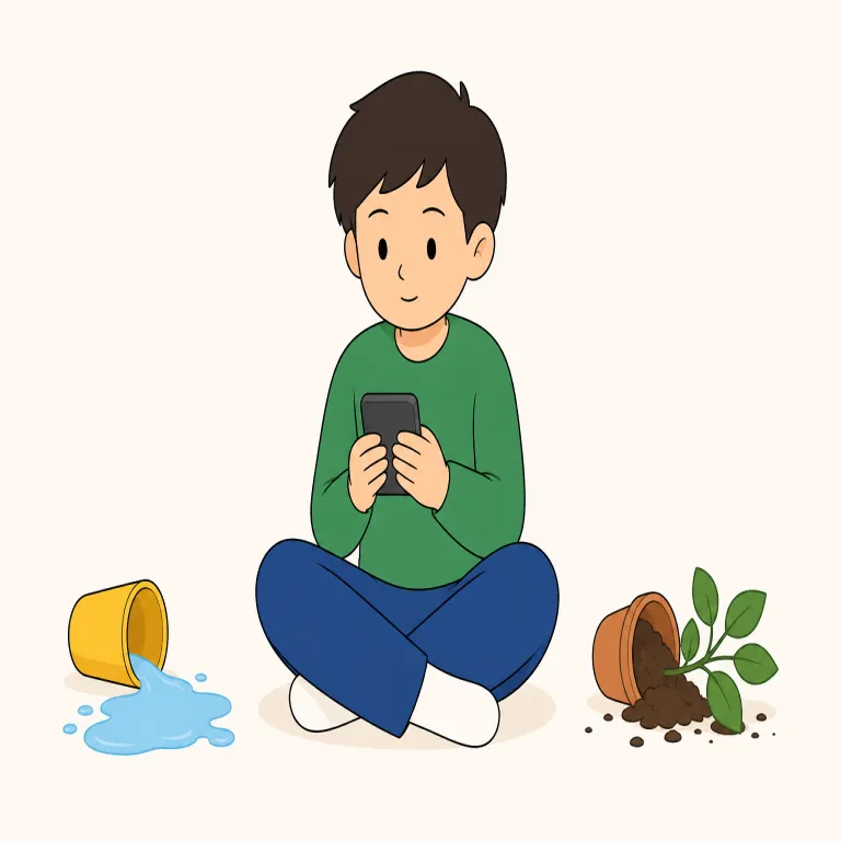 oblivious（気づかない・形容詞）の覚え方イラスト