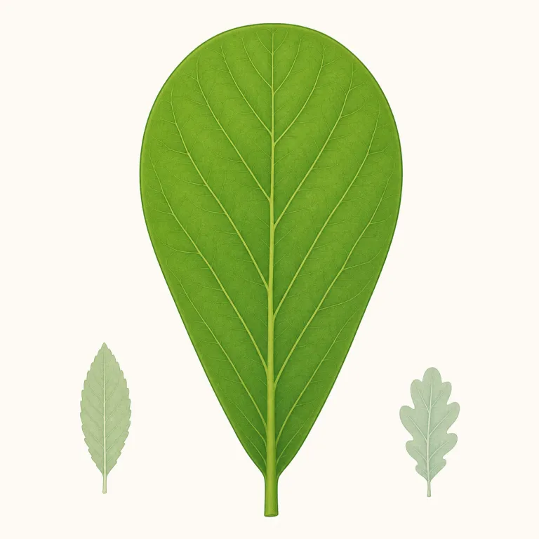 obovate（倒卵形・形容詞）の覚え方イラスト — ovate は卵形、obovate はその逆向きの倒卵形と考えると覚えやすいです