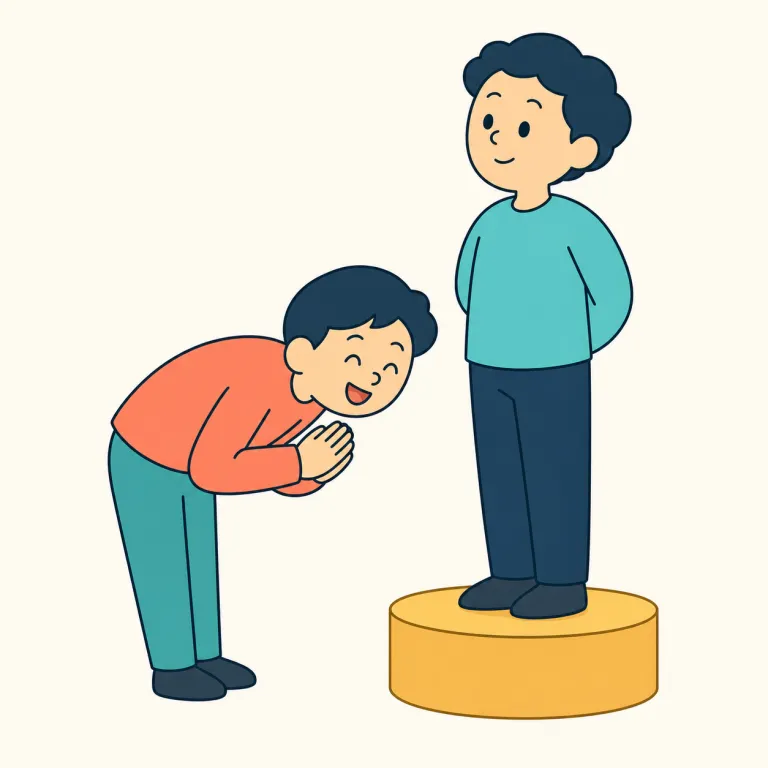 obsequious（卑屈な・形容詞）の覚え方イラスト — obey や obedient を知っていれば、「相手に逆らわず従う」という芯は取りやすい