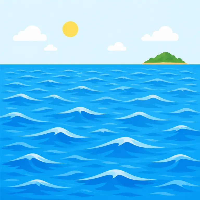 ocean（大洋・名詞）の覚え方イラスト