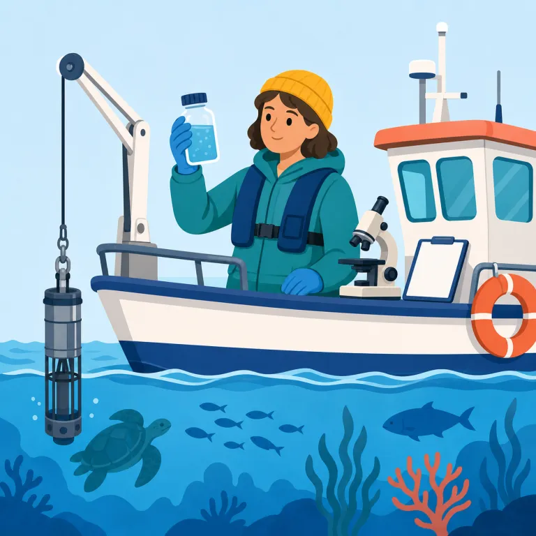 oceanographer（海洋学者・名詞）の覚え方イラスト — ocean + -grapher で覚える
