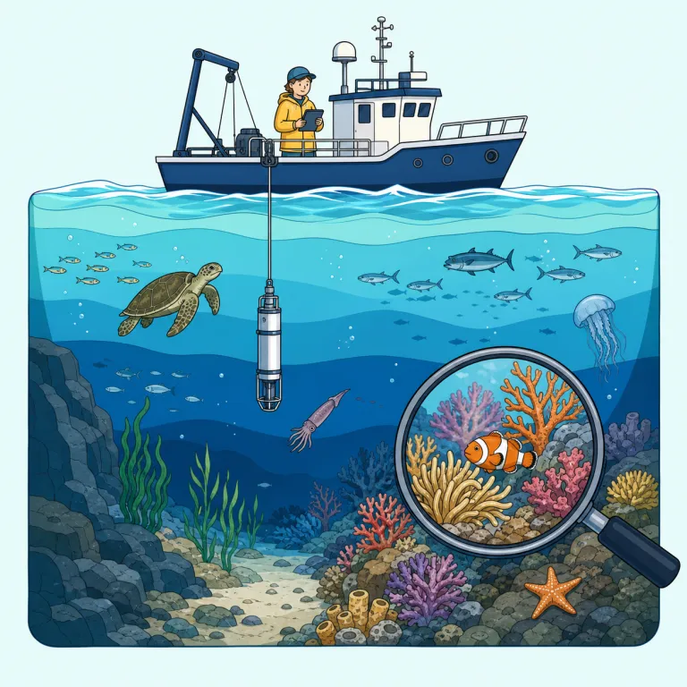 oceanography（海洋学・名詞）の覚え方イラスト — `ocean + -graphy`で捉えると覚えやすいです