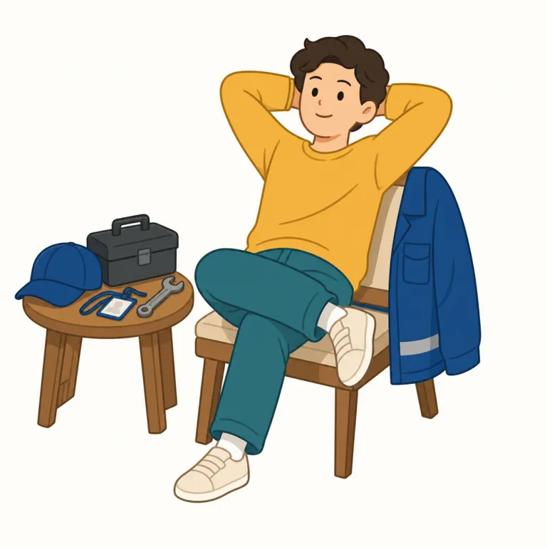 off duty（非番・イディオム）の覚え方イラスト — "on duty" と対で覚えるのが最速です