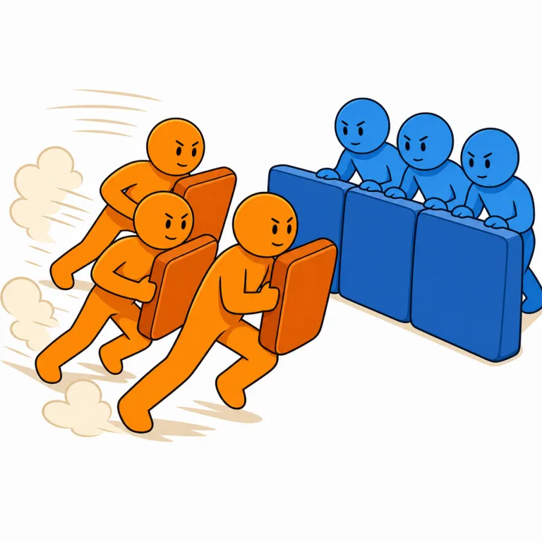 offence（攻撃、攻撃側・noun）の覚え方イラスト
