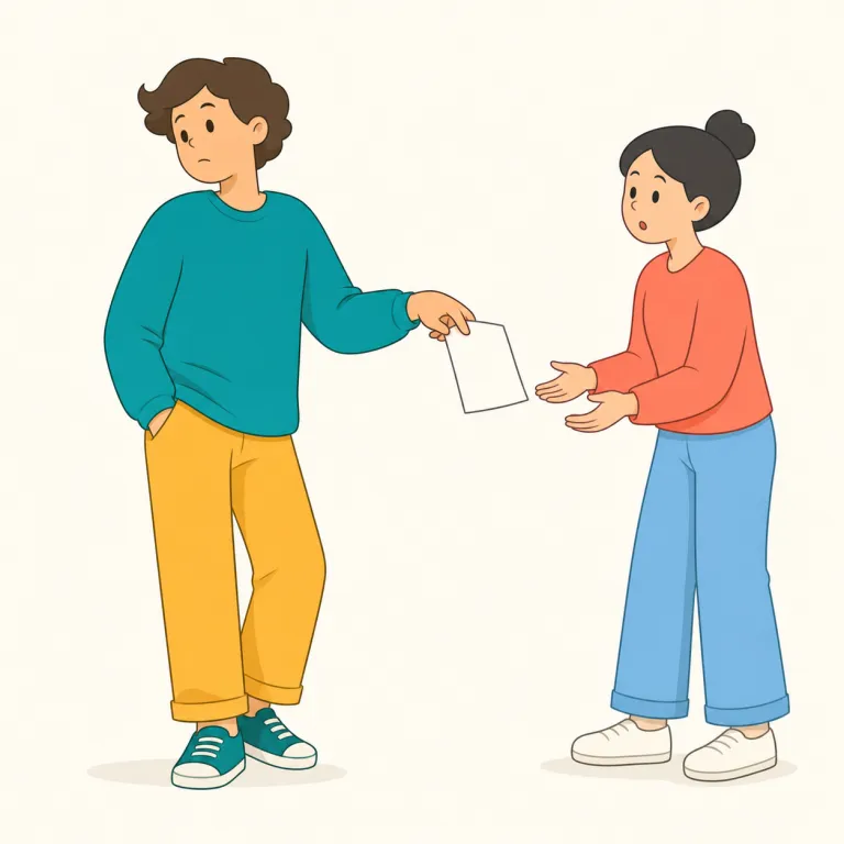 offhand（ぶっきらぼうな、無造作な・adjective）の覚え方イラスト
