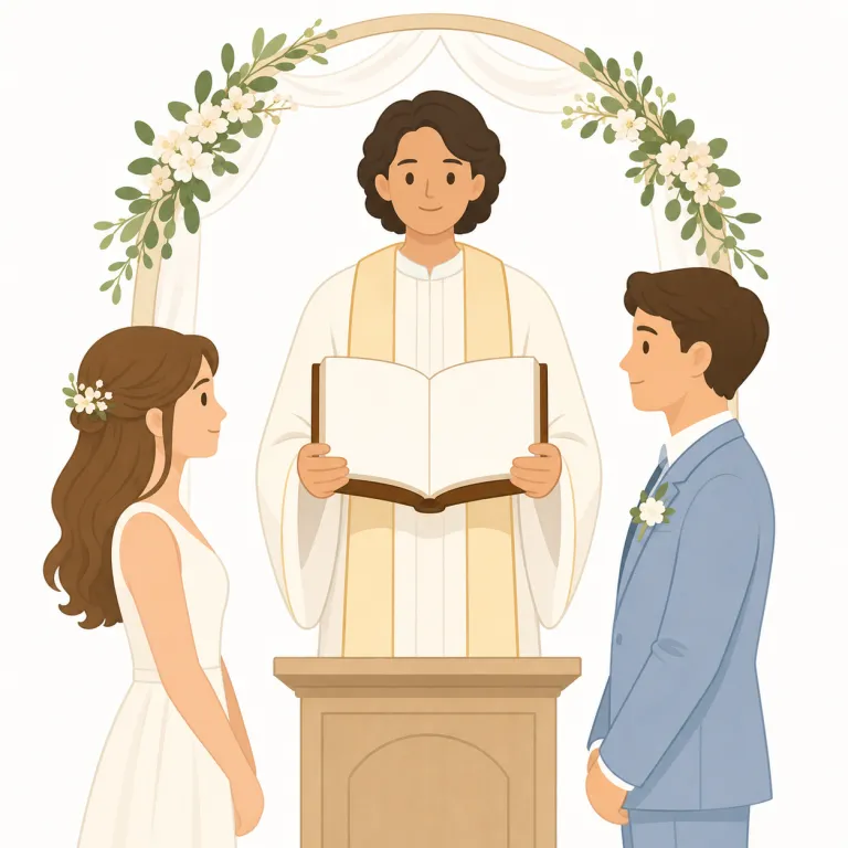 officiant（司式者・名詞）の覚え方イラスト — officiant は officiate「司式をする」をそのまま「その役をする人」にした語だと見ると覚えやすい