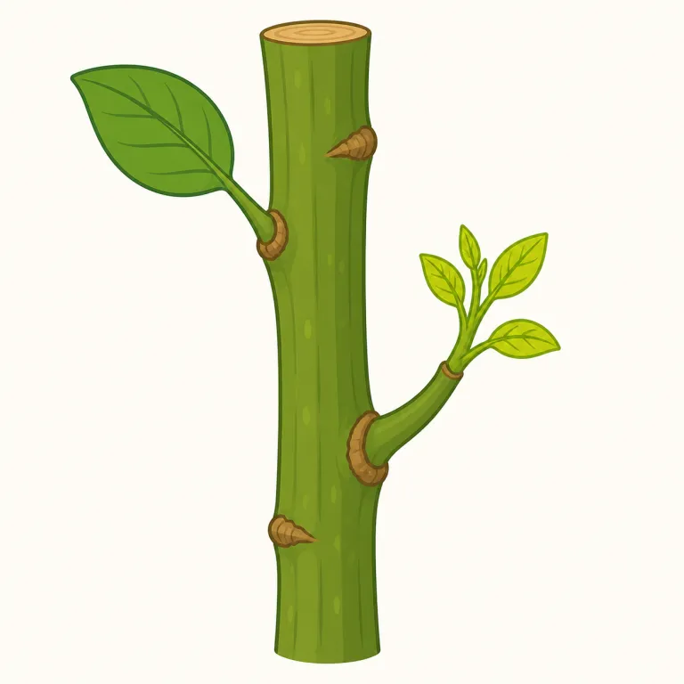 offshoot（派生・名詞）の覚え方イラスト — offshoot は off「横にそれた」+ shoot「芽・枝が伸びる」をそのまま絵で覚えると残りやすいです