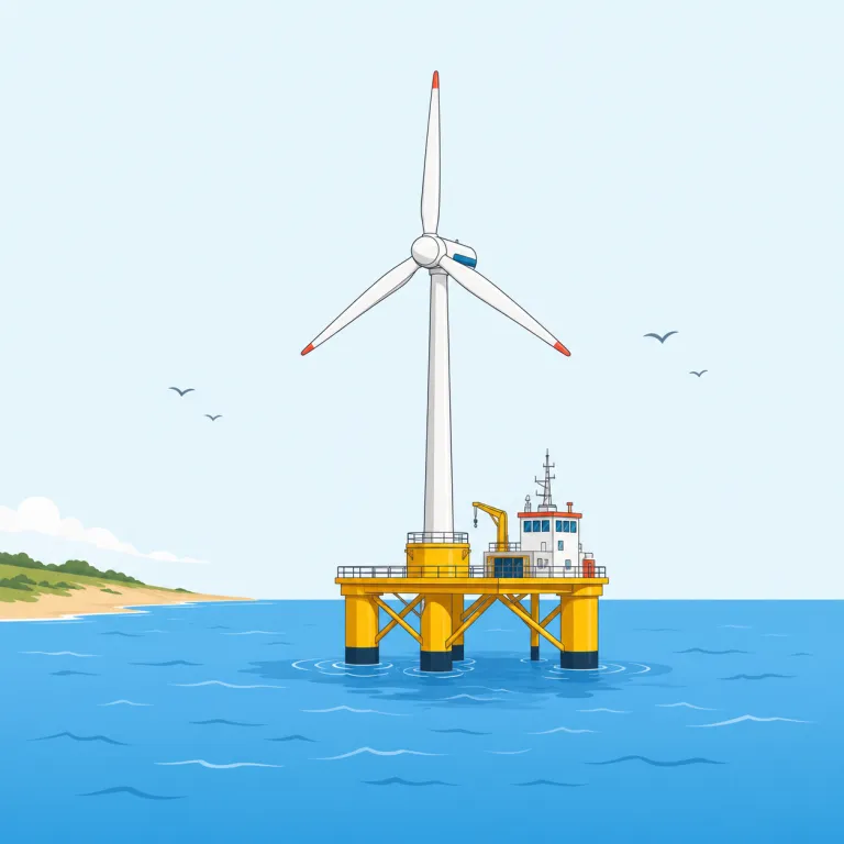 offshore（沖合の・adjective）の覚え方イラスト