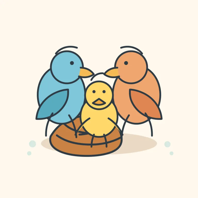 offspring（子、子ども・名詞）の覚え方イラスト — off + spring と見て、「親から離れて外に出てきた、生まれたもの」とひとかたまりで覚えると残りやすいです