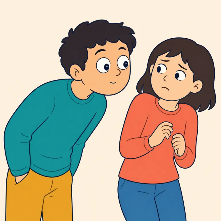 ogle（じろじろ見る・動詞）の覚え方イラスト — ogle はただの look ではなく、stare よりもさらに『いやらしさ・不適切さ』が乗りやすい語