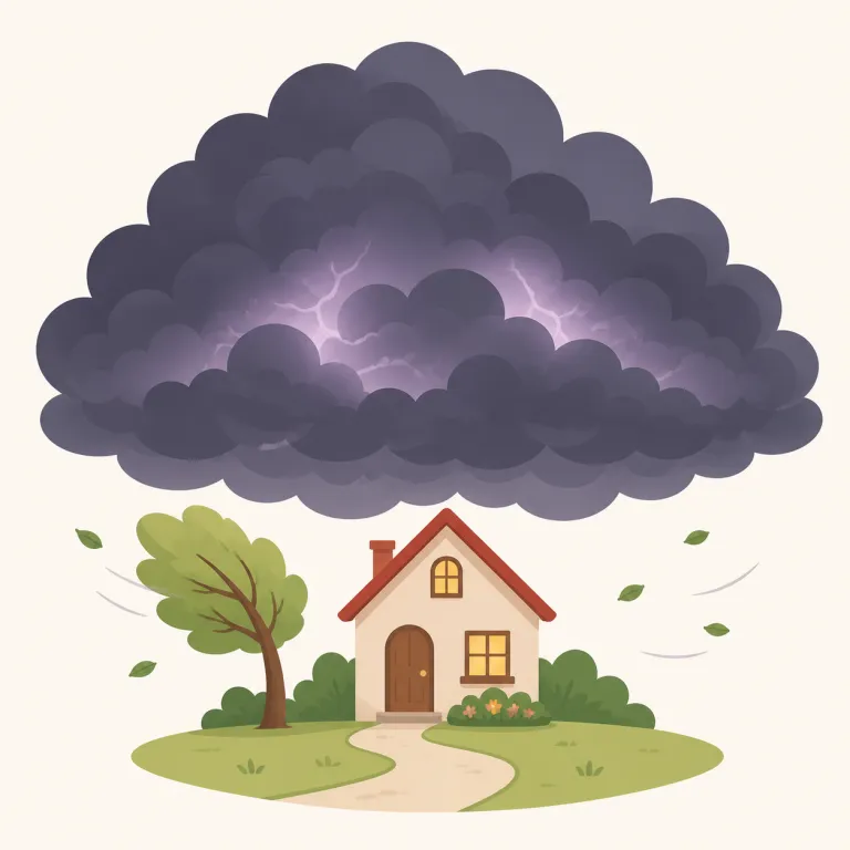 ominous（不吉な・形容詞）の覚え方イラスト