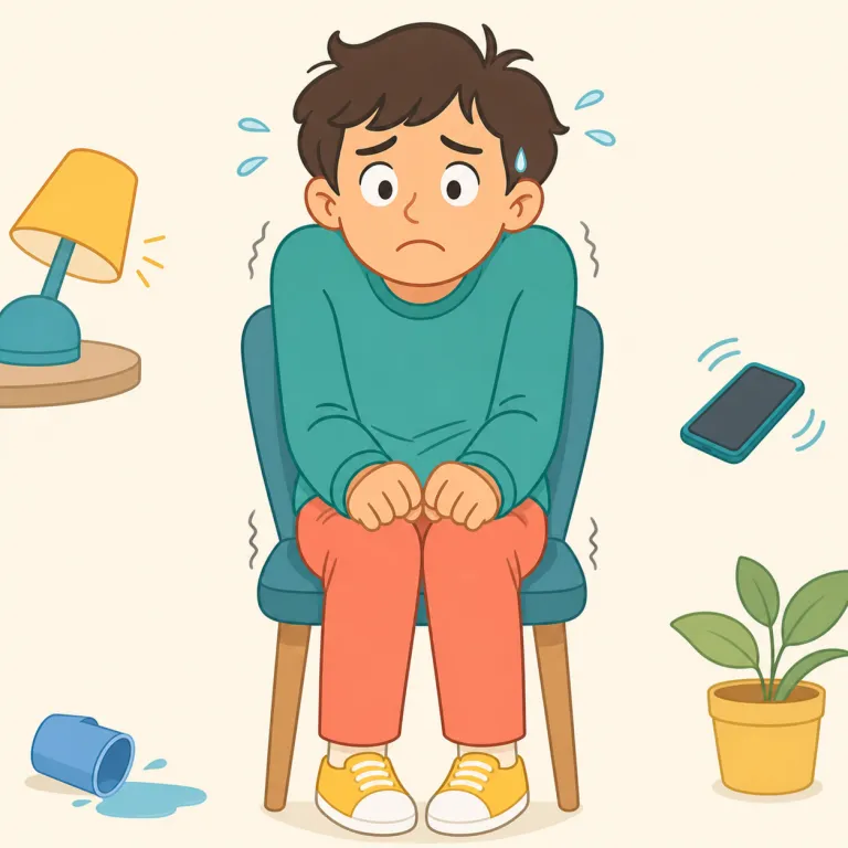 on edge（不安である・イディオム）の覚え方イラスト — edge は「端、縁、刃先」