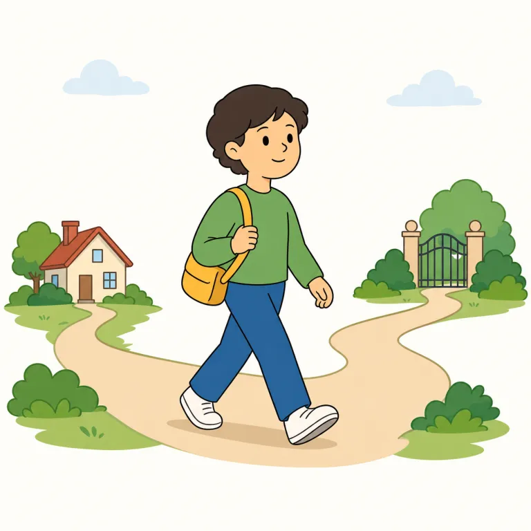 on the way（向かう途中で、道すがら・イディオム）の覚え方イラスト — 「way＝道」を知っていれば、「on the way」は直訳で『道の上にいる』→『向かっている途中』とつながります