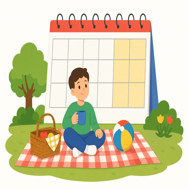 on weekends（週末に・副詞）の覚え方イラスト — on weekends は weekends が複数形なので、一回だけの週末ではなく、週末になるたびに起こる習慣や予定を表す時間表現として覚えます