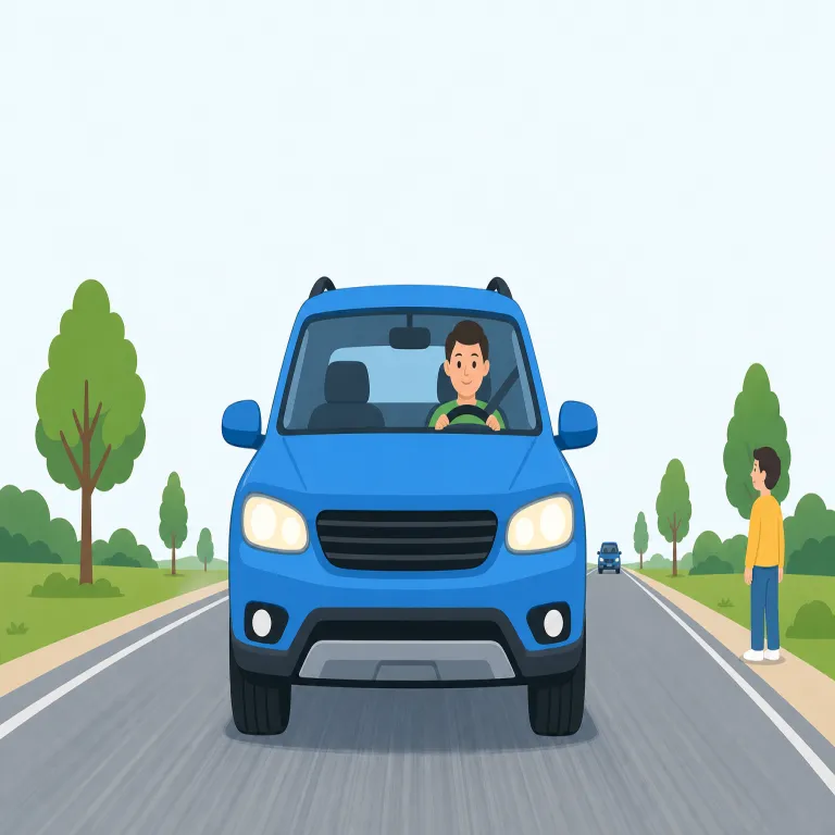 oncoming（近づいてくる・形容詞）の覚え方イラスト — come が「来る」なので、oncoming はまず「こちらへ来るもの」とまとめて取ると覚えやすいです