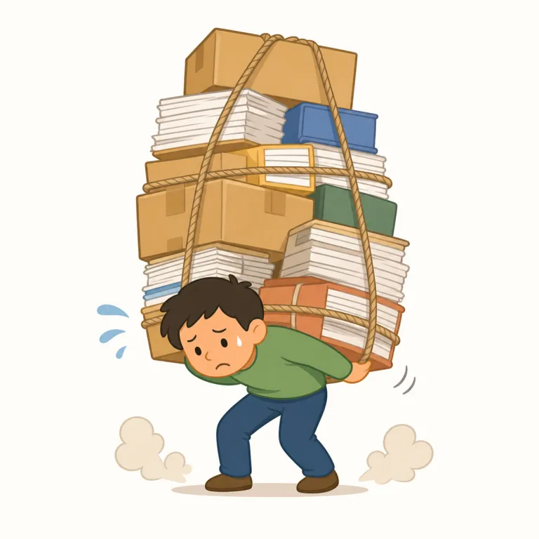 onerous（負担の重い、骨の折れる・形容詞）の覚え方イラスト — onerous は、まず burden / heavy / task と結びつけると覚えやすい語です