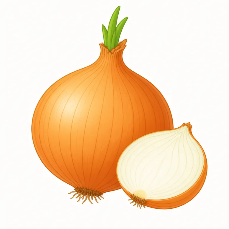 onion（タマネギ・名詞）の覚え方イラスト — 料理の場面で固めて覚えると残りやすい語です